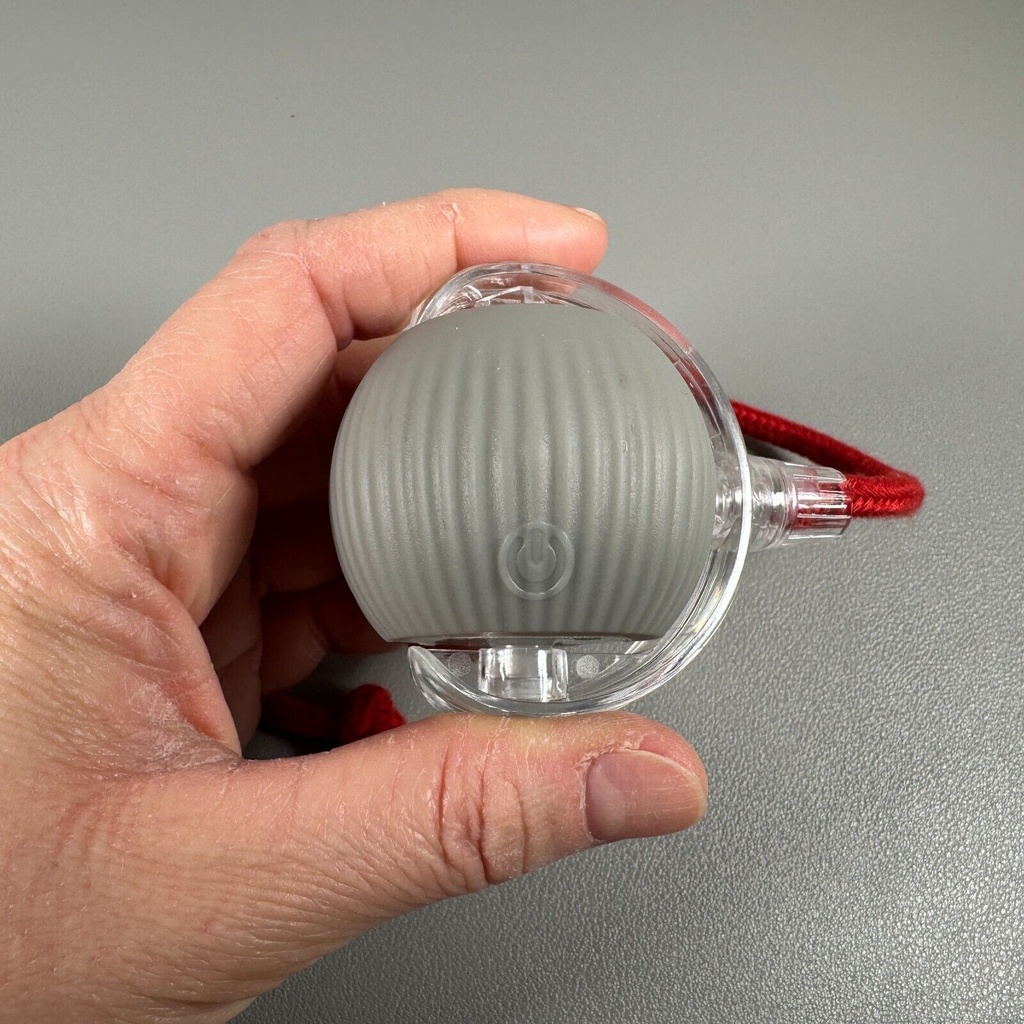 Motion-Activated Interactive Cat Toy | Self-Rotating Gray Ball W/Lights & Rope