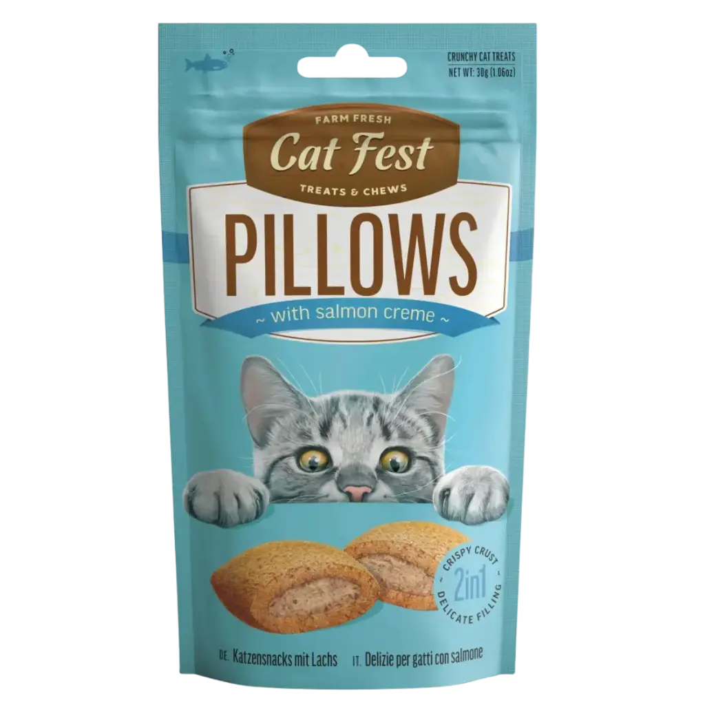 Catfest Pillows with Salmon Cream