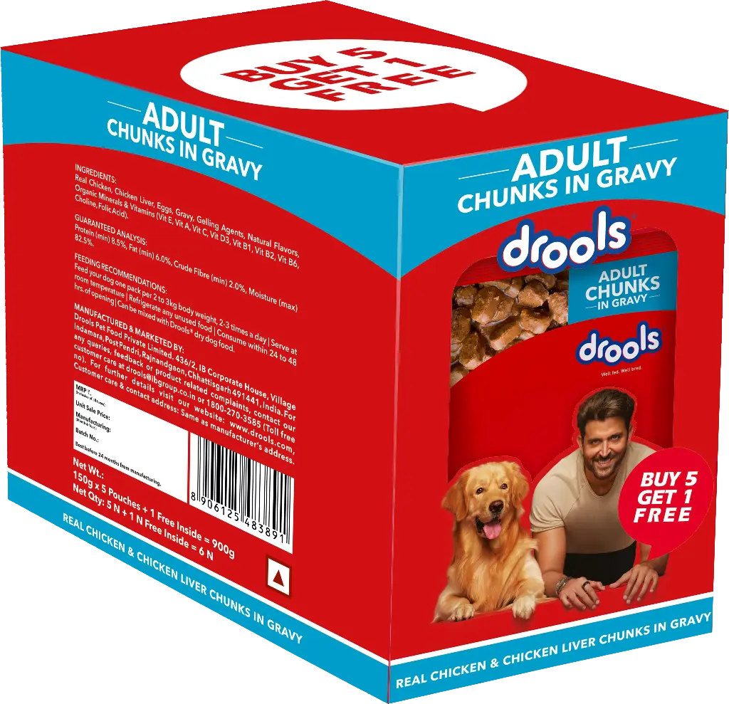 Drools Adult Chunks in Gravy - Chicken & Liver (60 g) x 6