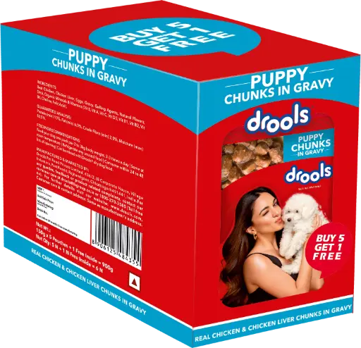 Drools Puppy Chunks in Gravy - Chicken & Liver (60 g) x 6 