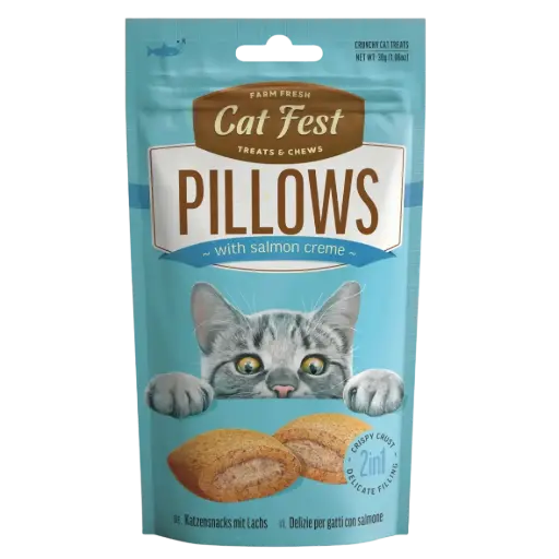 Catfest Pillows with Salmon Cream