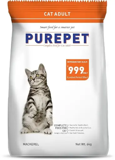 Purepet Adult Dry Cat Food, Mackerel - 6kg 